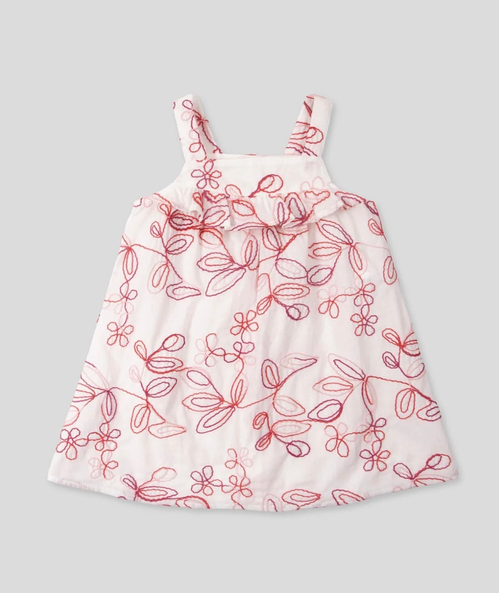 VESTIDO DE TIRAS CON TELA BORDADA DE FLORES